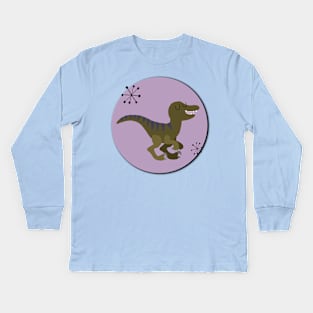 Retro Dinosaur Raptor Kids Long Sleeve T-Shirt